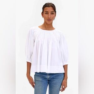 Clare V. Fleur Blouse White